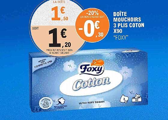 boîte mouchoirs 3 plis coton x90 foxy