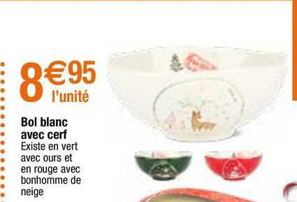 bol blanc avec cerf
