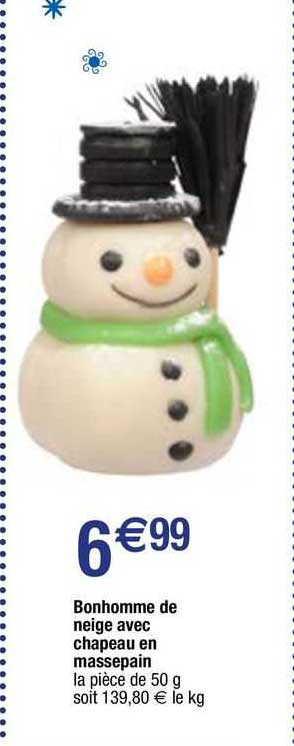 bonhomme de neige avec chapeau en massepain
