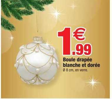boule drapée blanche et dorée