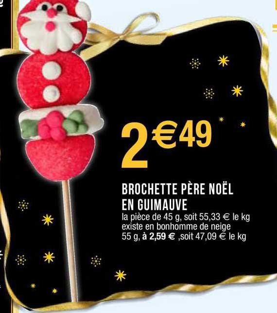brochette père noël en guimauve