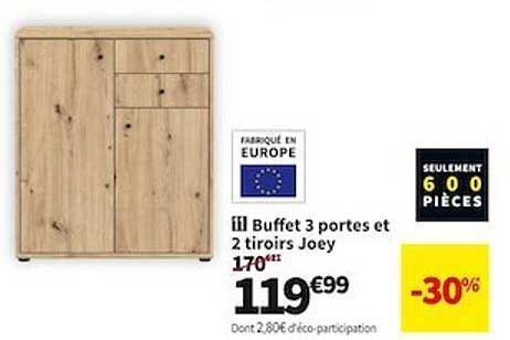 buffet 3 portes et 2 tiroirs joey