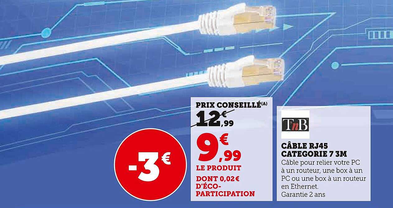 câble rj45 catégorie 7 3m tnb
