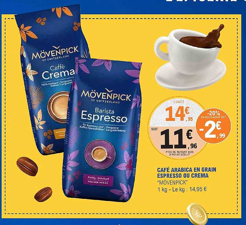 café arabica en grain espresso ou crema mövenpick