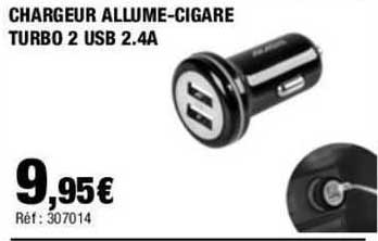 chargeur allume-cigare turbo 2 usb 2.4a