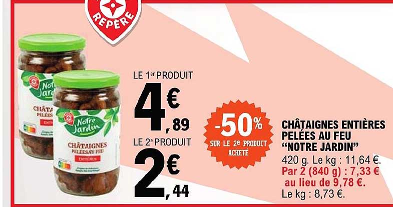 chataîgnes entières pelées au feu "notre jardin"