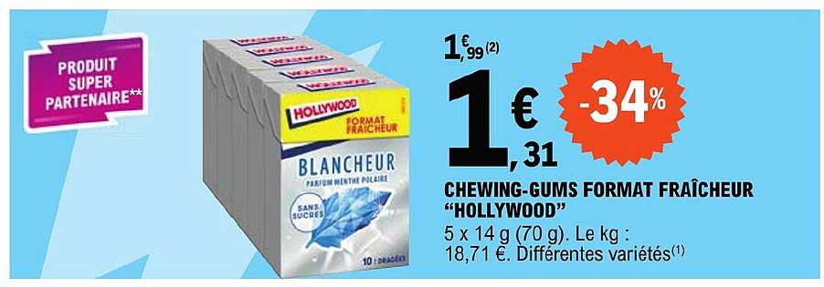 chewing-gums format fraîcheur hollywood