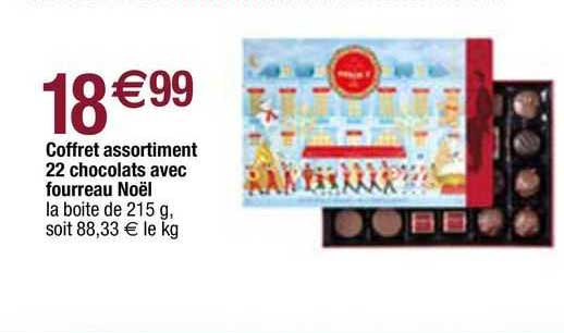 coffret assortiment 22 chocolats avec fourreau noël