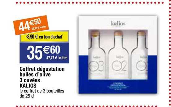 coffret dégustation huiles d'olive 3 cuvées kalios