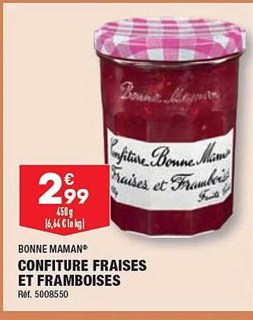 confiture fraises et framboises bonne maman
