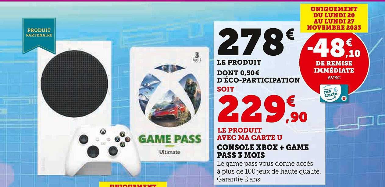 console xbox + game pass 3 mois