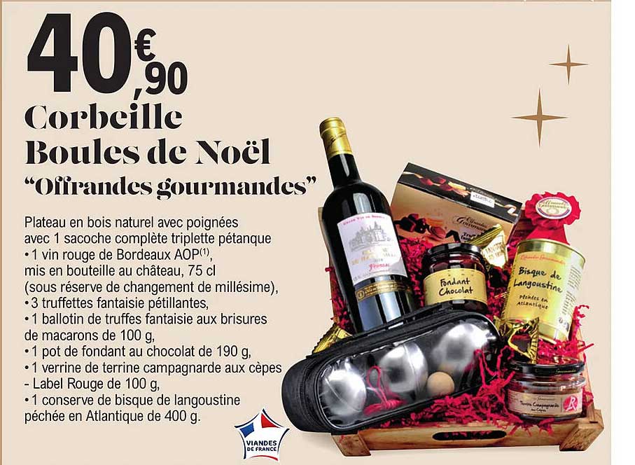 corbeille boules de noël "offrandes gourmandes"