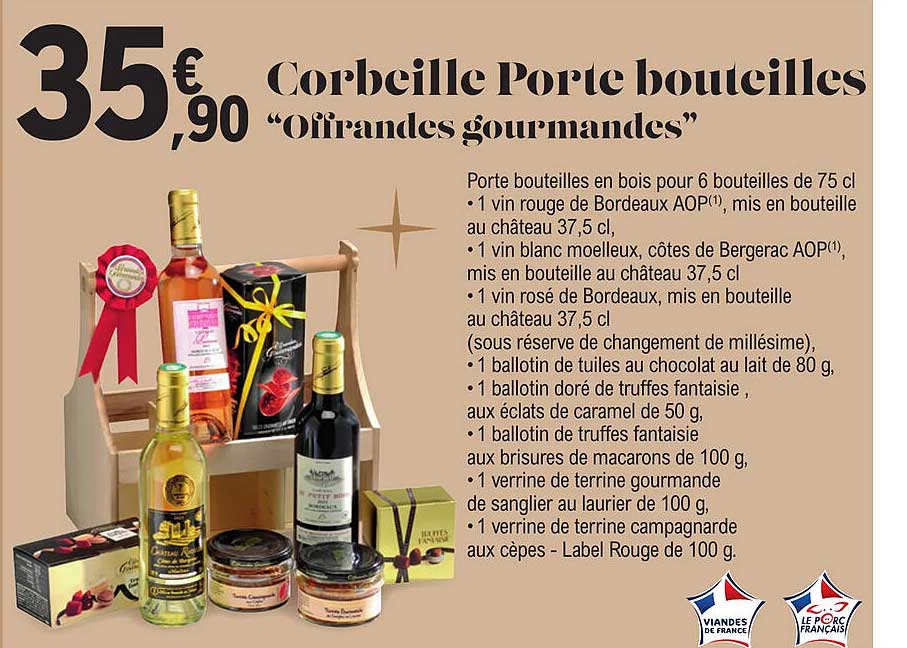 corbeille porte bouteilles "offrandes gourmandes"