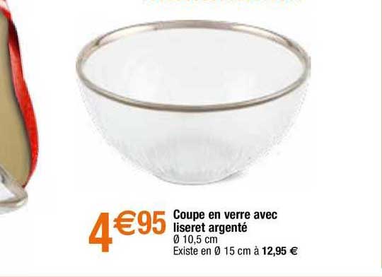 coupe en verre avec liseret argenté