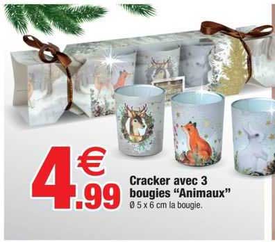cracker avec 3 bougies "animaux"
