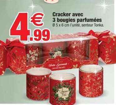 cracker avec 3 bougies parfumées