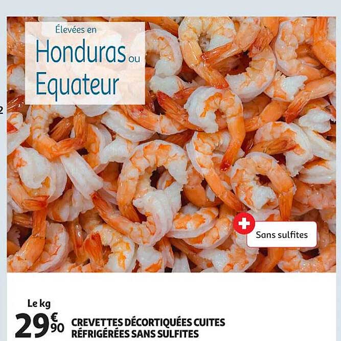 crevettes décortiquées cuites réfrigérées sans sulfites