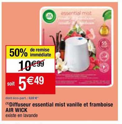 diffuseur essential mist vanille et framboise air wick