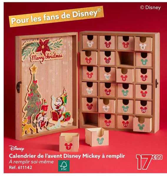 disney calendrier de l'avent disney mickey à remplir