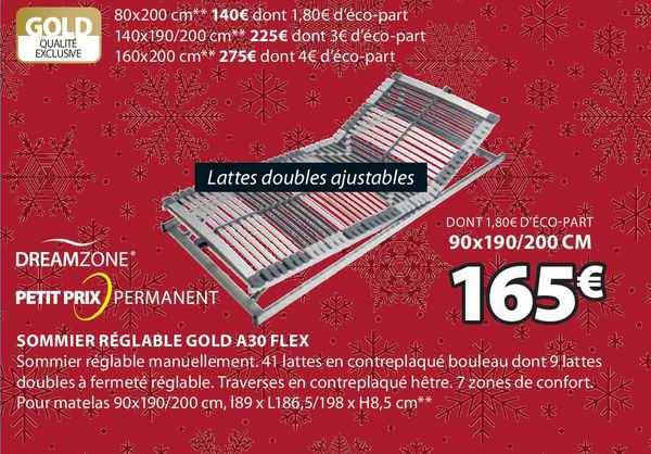 dreamzone sommier réglable gold a30 flex