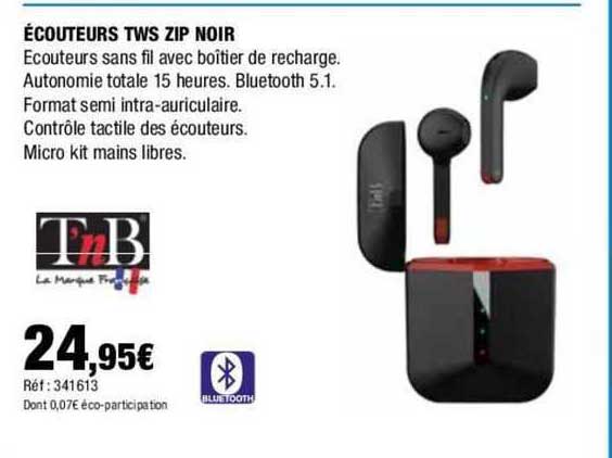 écouteur tws zip noir