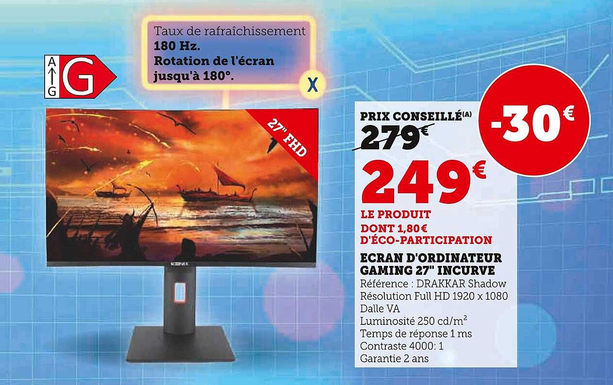 écran d'ordinateur gaming 27" incurvé