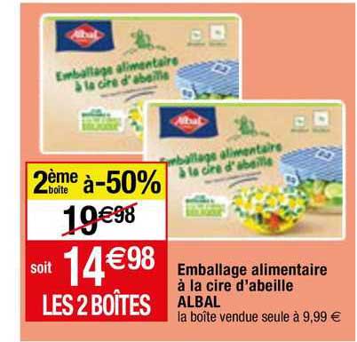 emballage alimentaire à la cire d'abeille albal