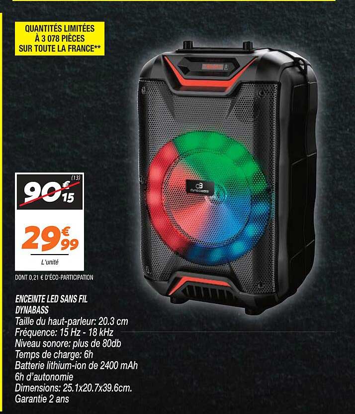 Enceinte Led Sans Fil Dynabass