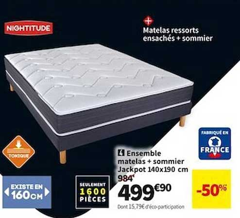 ensemble matelas + sommier jackpot 140 x 190 cm