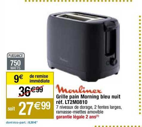 grille pain morning bleu nuit moulinex