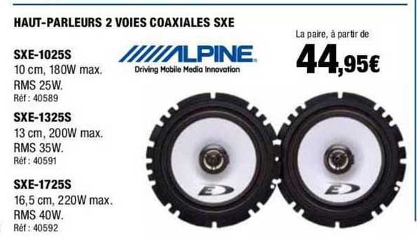 haut-parleurs 2 voies coaxiales sxe alpine