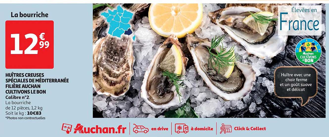 huîtres creuses spéciales de méditerranée filière auchan cultivons le bon