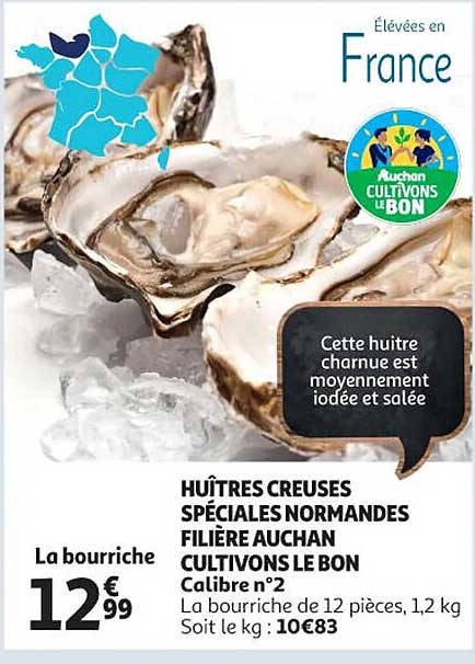 huîtres creuses spéciales normandes  filière auchan cultivons le bon