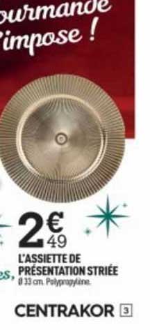 l'assiette de présentation striée