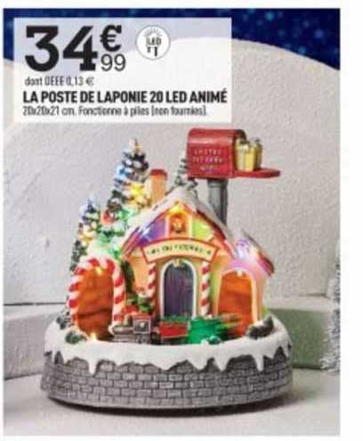 la poste de laponie 20 led animé