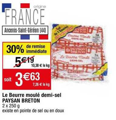 le beurrer moulé demi-sel paysan breton