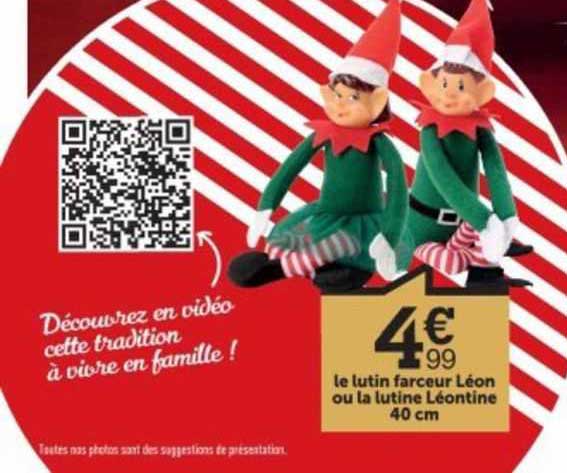le lutin farceur léon ou la lutine léontine 40 cm