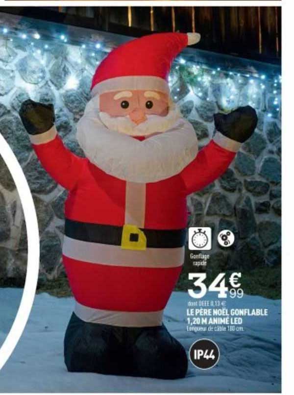 le père noël gonflable 1,20 m animé led