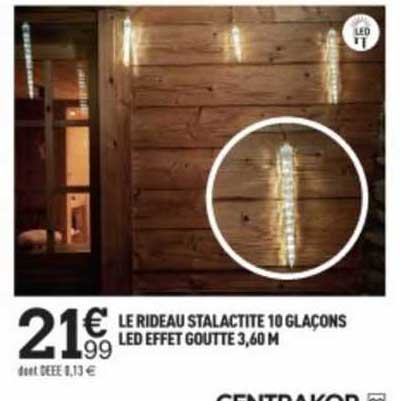 le rideau stalactite 10 glaçons led effet goutte 3,60 m