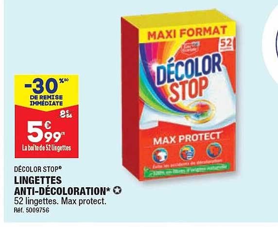 lingettes anti-décoloration décolor stop