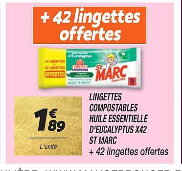 lingettes compostables huile essentielle d'eucalyptus x42 st marc