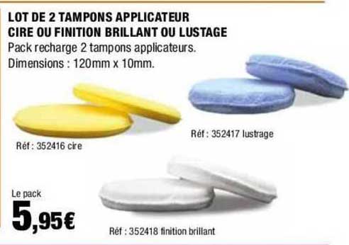 lot de 2 tampons applicateur cire ou finition brillant ou lustage