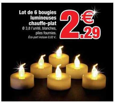 lot de 6 bougies lumineuses chauffe-plat