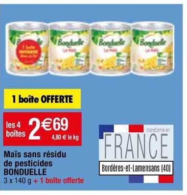 maïs sans résidu de pesticides bonduelle
