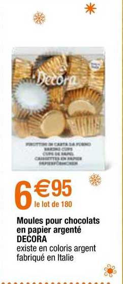 moules pour chocolats en papier argenté decora
