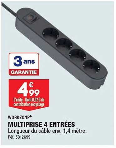 multiprise 4 entrées workzone