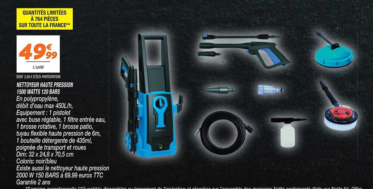 nettoyeur haute pression 1500 watts 120 bars