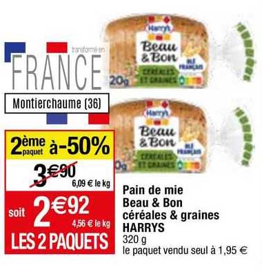 pain de mie beau & bon céréales & graines harrys