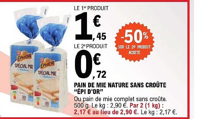 pain de mie nature sans croûte "épi d'or"