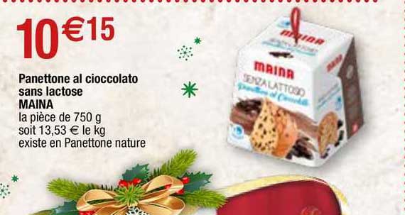 panettone al cioccolato sans lactose maina